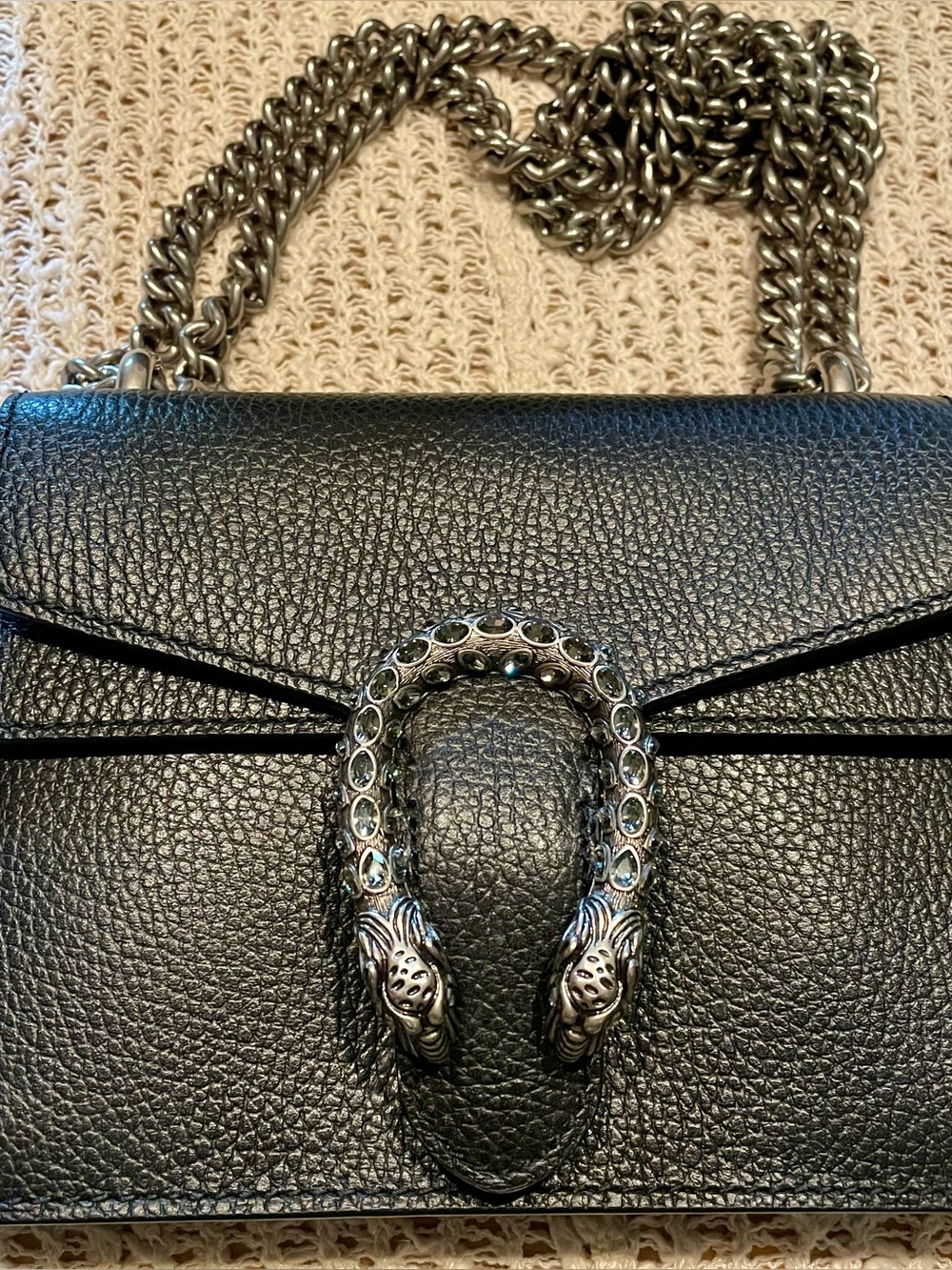 🔥Authentic Gucci Black Leather Dionysus Small Shoulder Bag